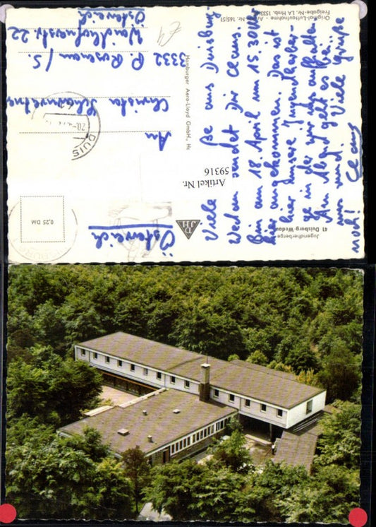 59316,Jugendherberge Duisburg Wedau Luftaufnahme 1972