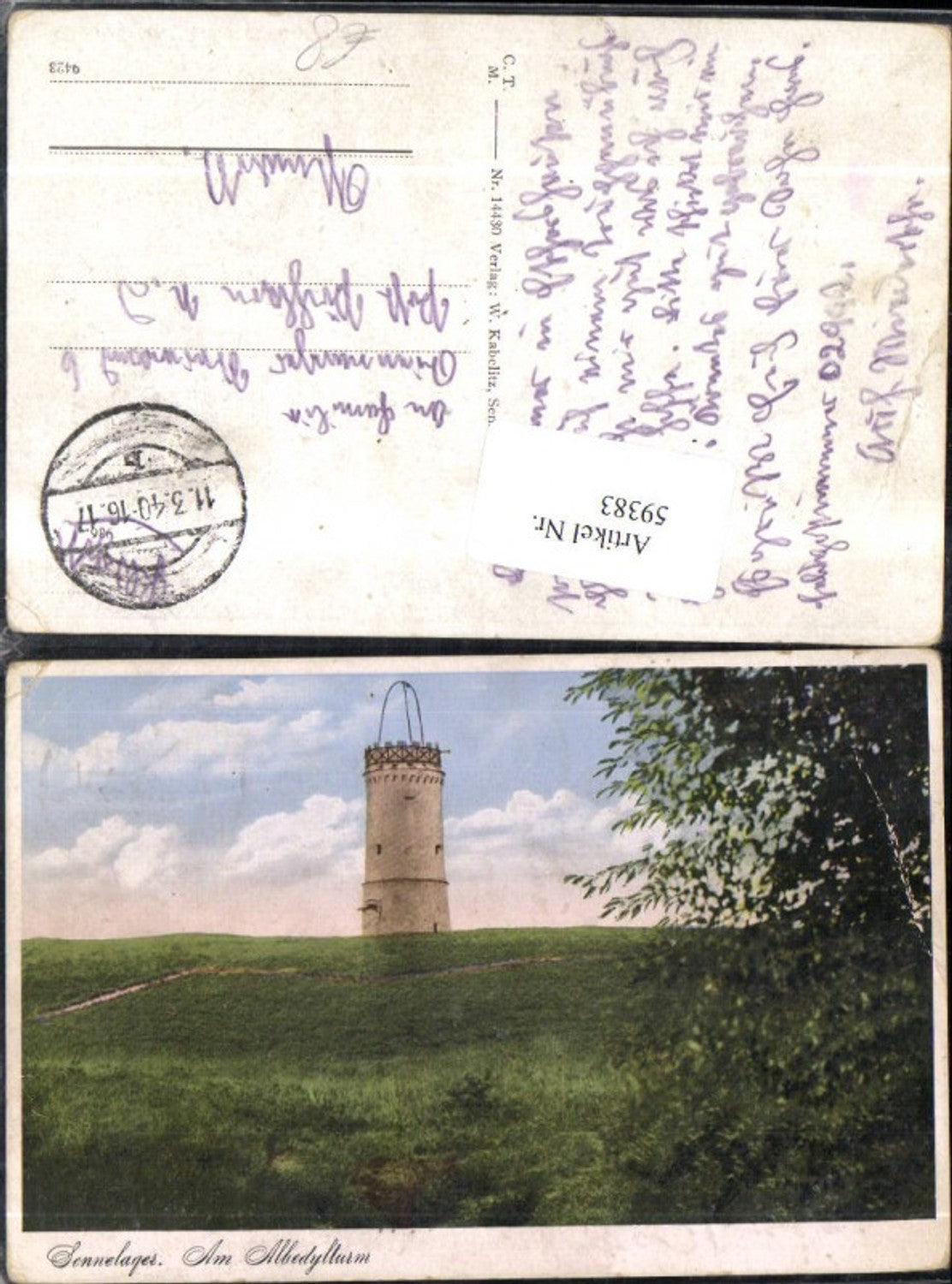 59383,Sennelgager Am Albedyturm Ansicht 1940