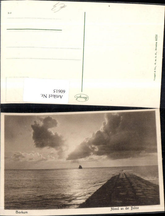 60615,Borkum Abend an der Buhne Ansicht