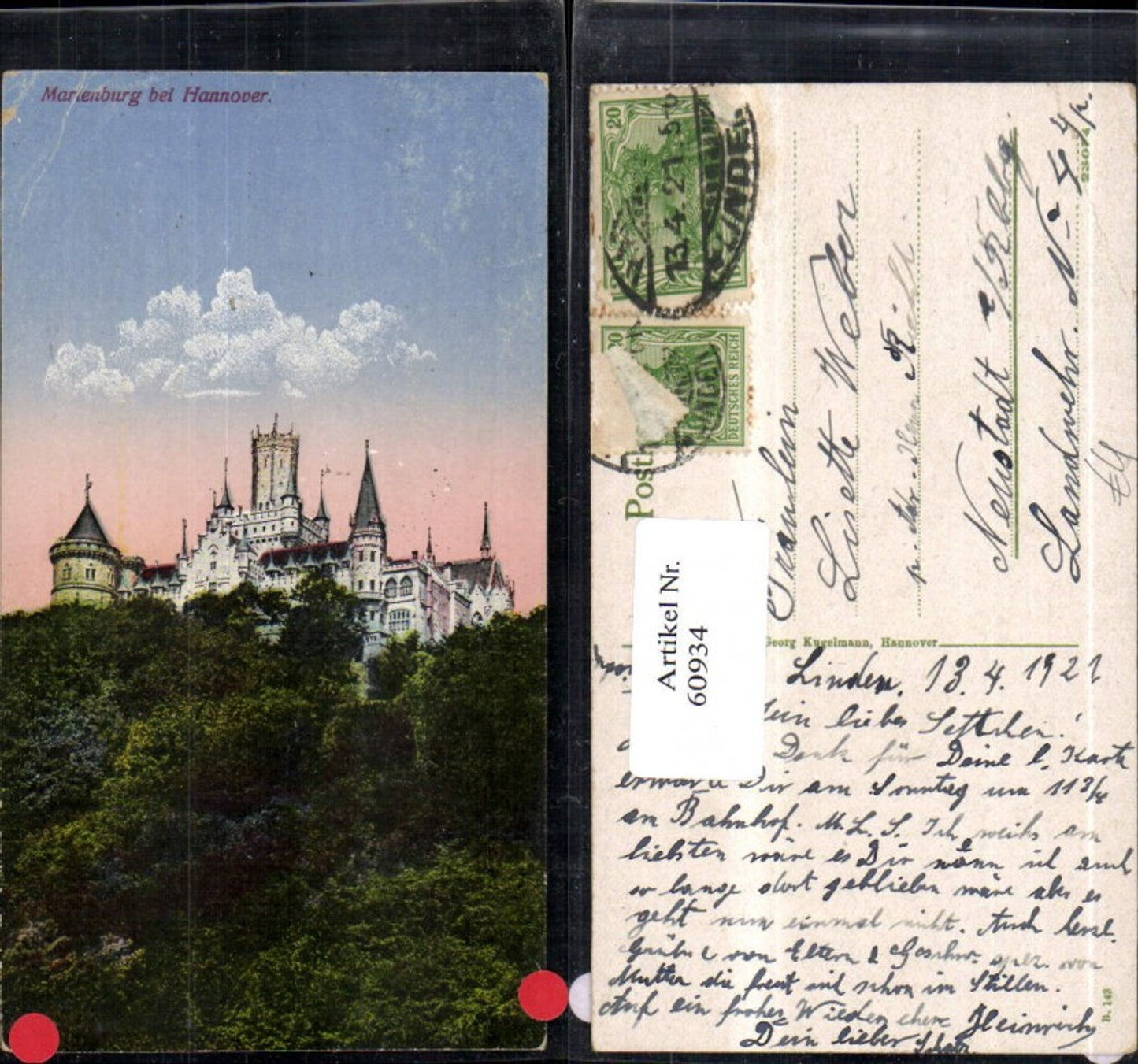 60934,Marienburg bei Hannover Ansicht 1921