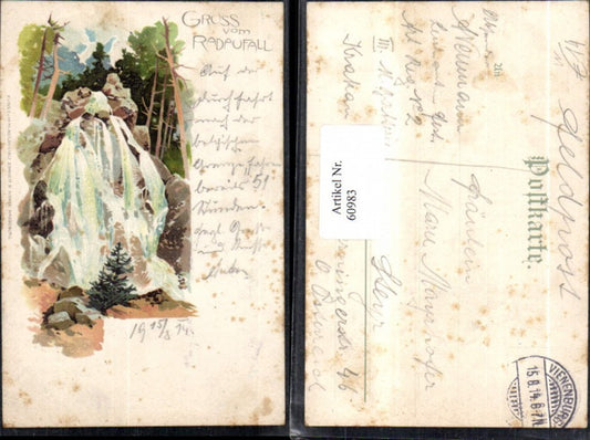 60983,Litho Gruß vom Radaufall bei Bad Harzburg 1914