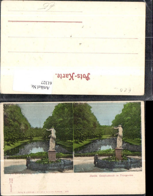 61327,Berlin Goldfischteich im Thiergarten Tiergarten Ansicht mit Statue