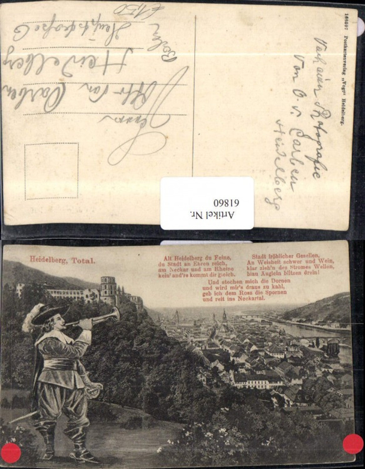 61860,Heidelberg Total mit Musikant im Vordergrund u Gedicht