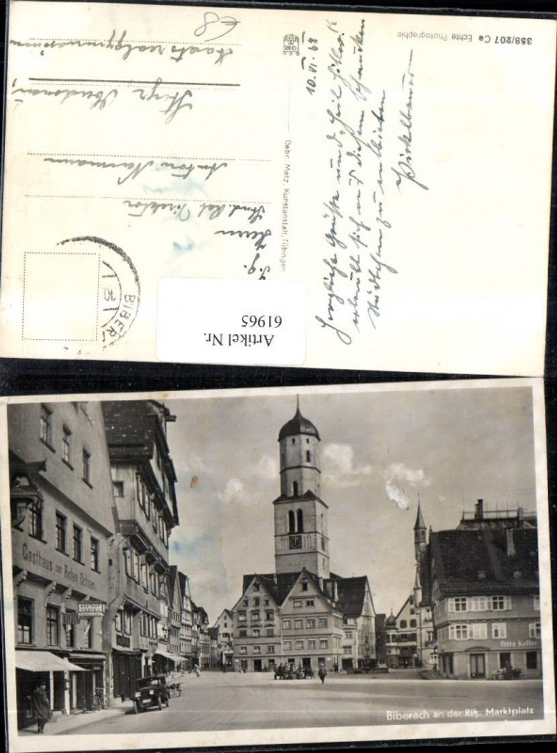 61965,Biberach an der Riß Marktplatz Strassenansicht Fritz Keller Gasthof z Roten Ochsen