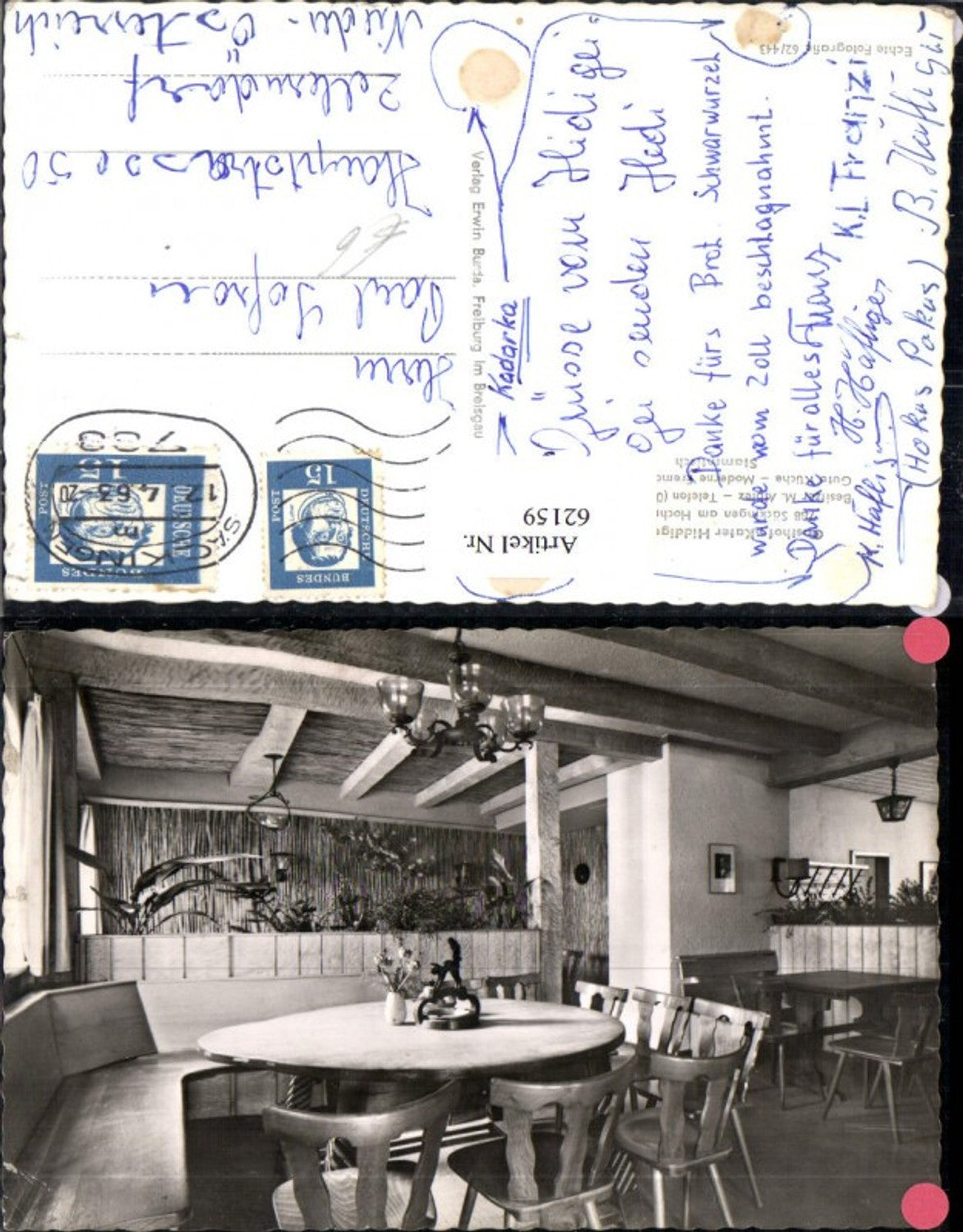 62159,Gasthof Kater Hiddigeigei Säckingen am Hochrhein Innenansicht 1963