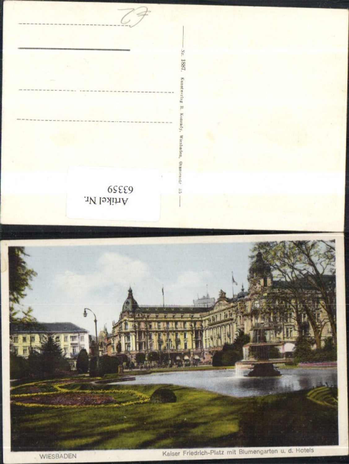 63359,Wiesbaden Kaiser Friedrich Platz mit Blumengarten u d Hotels Ansicht