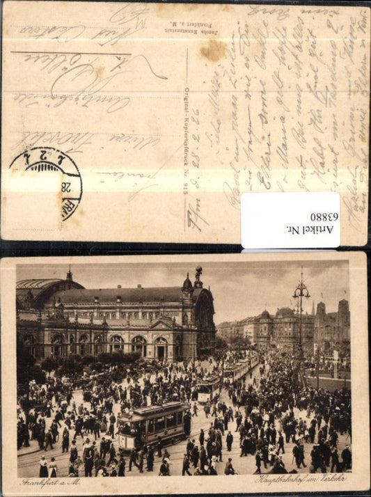 63880,Frankfurt a Main Strassenansicht mit Verkehr u Personen 1926