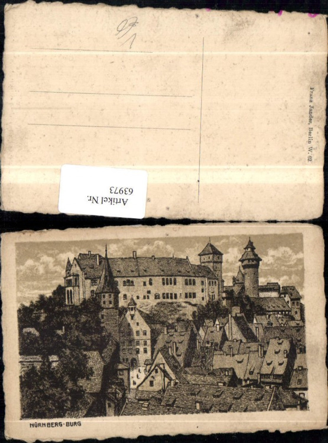 63973,Nürnberg Burg Radierung pub F Jander 62