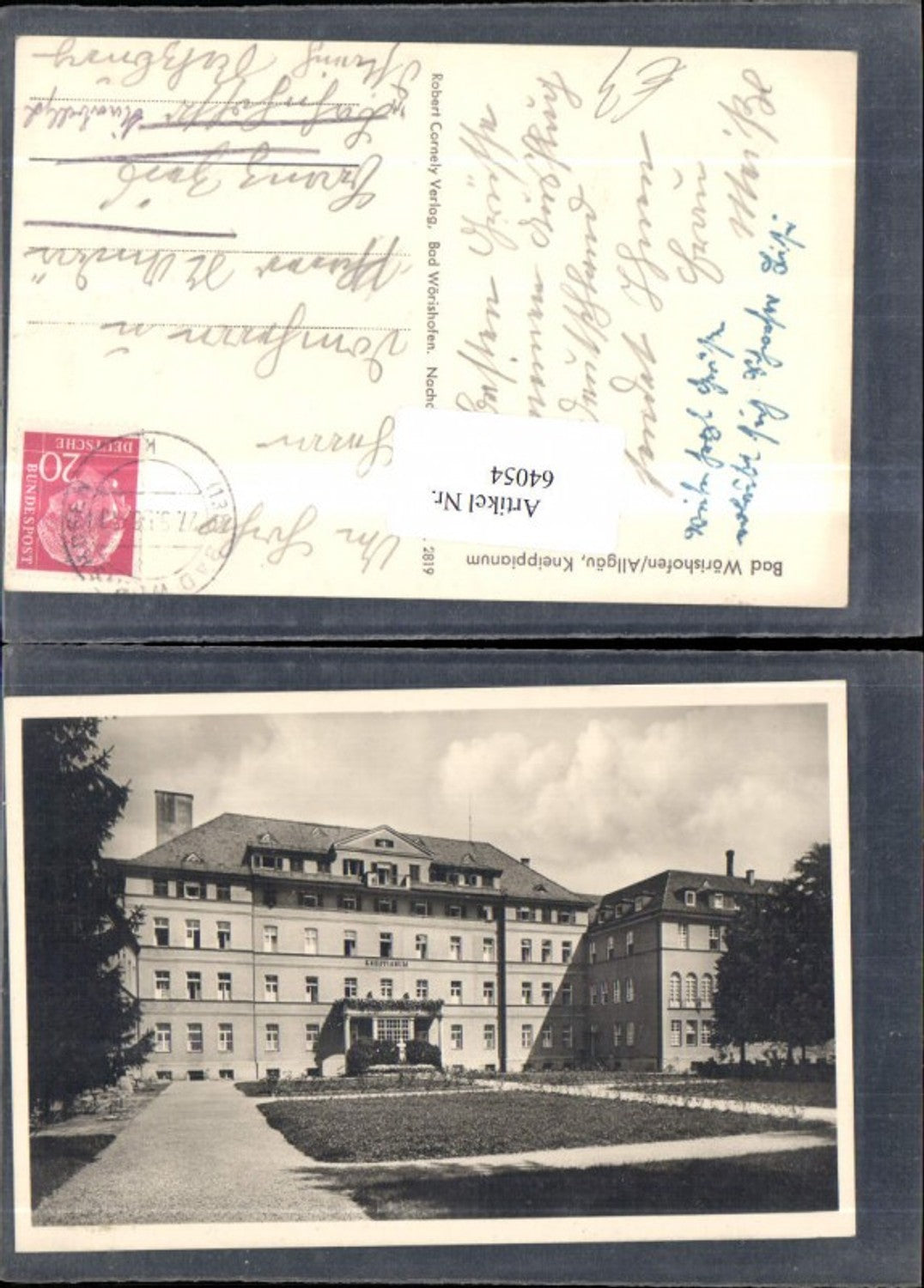 64054,Bad Wörishofen Allgäu Kneippianum Frontansicht 1958
