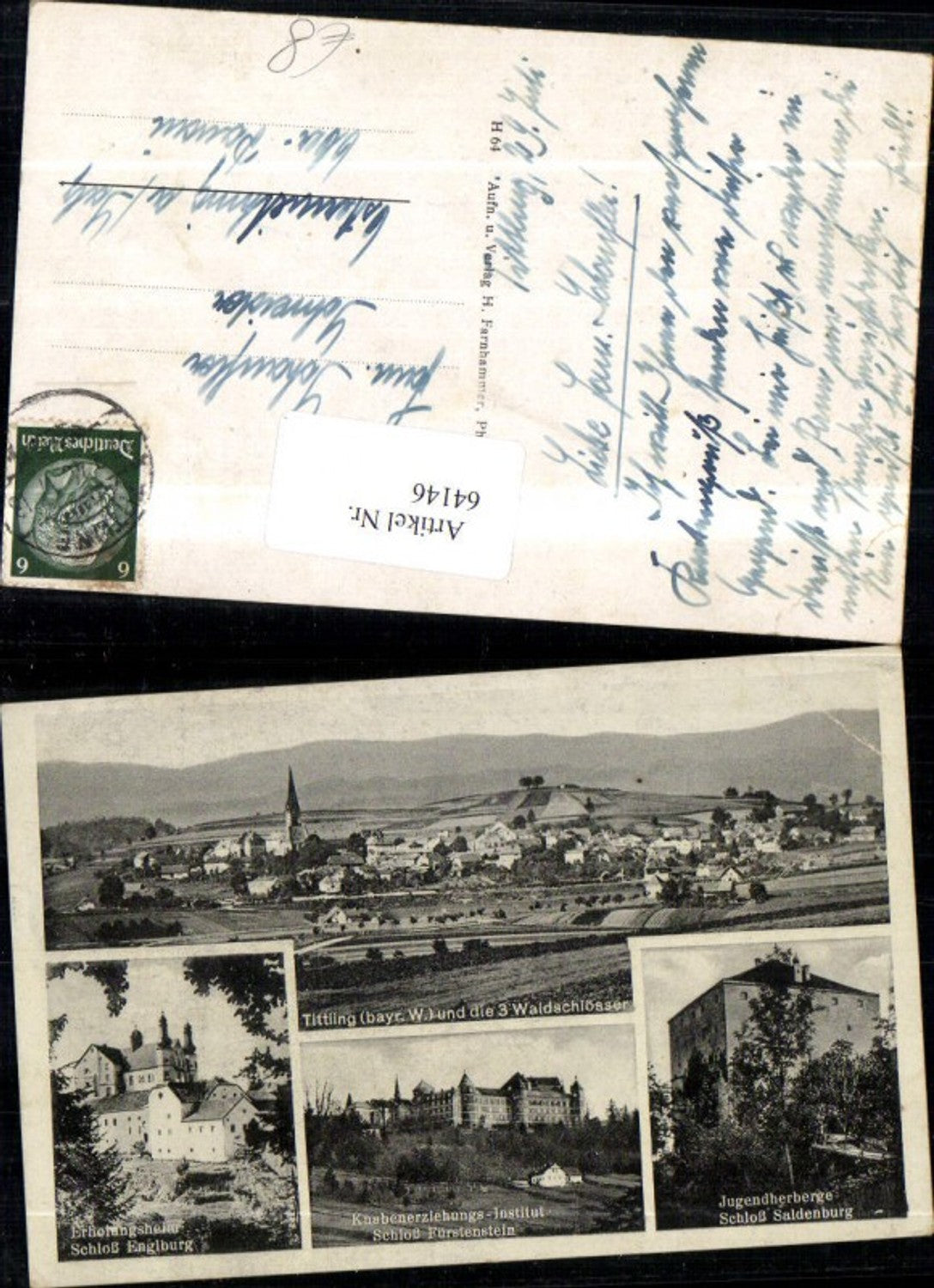 64146,Tittling bayr. Wald Mehrbildkarte Schloß Englburg Schloß Fürstenstein Schloß Saldenburg 1940