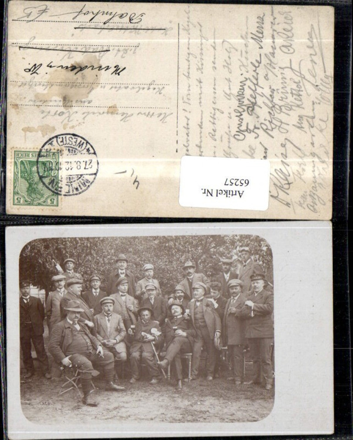 65257,Männergruppe Minden 1912 FotoAk mit Bier