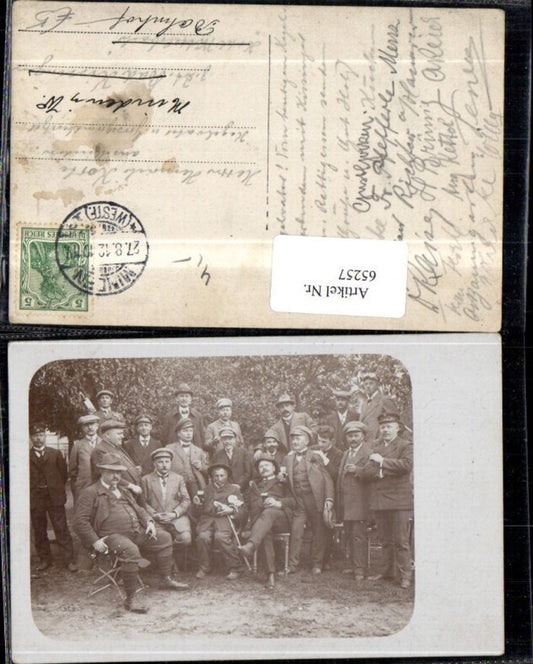 65257,Männergruppe Minden 1912 FotoAk mit Bier
