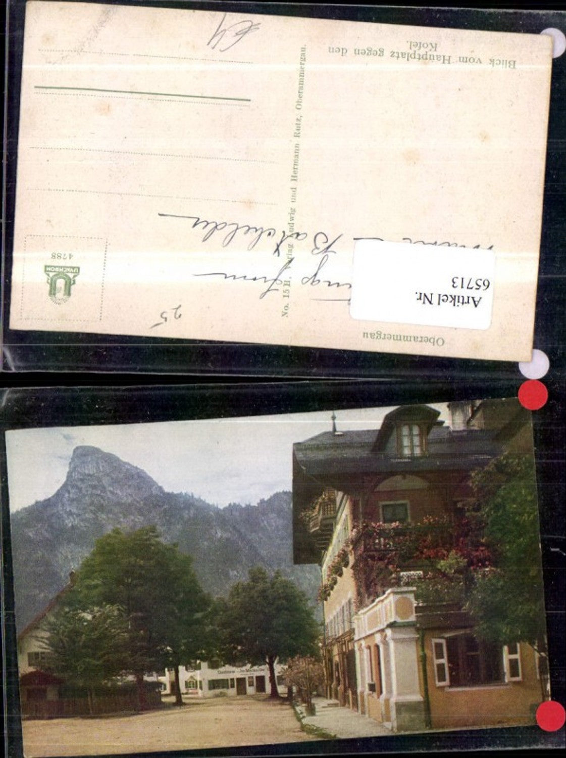 65713,Oberammergau Blick vom Hauptplatz gegen den Kofel