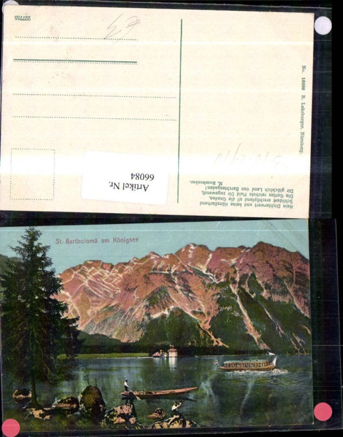 66084,St Batholomä am Königsee Ansicht Ruderer u Haus 1910