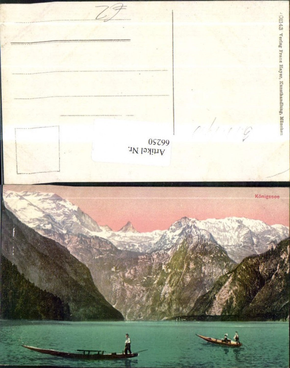 66250,Königsee Berchtesgaden Ansicht mit Ruderer 1910