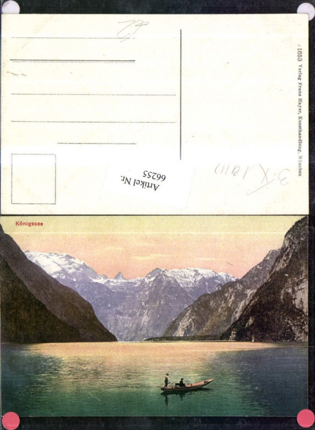 66255,Königsee Berchtesgaden Ansicht mit Ruderer 1910