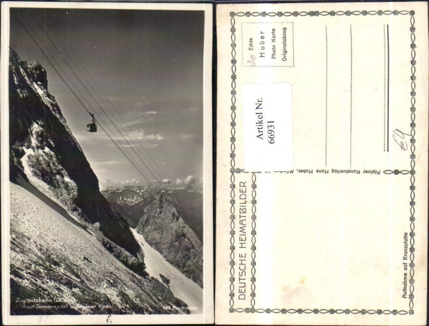 66931,Zugspitzbahn Blick auf Sonnenspitz u Allgäuer Alpen Ansicht Seilbahn Gondel