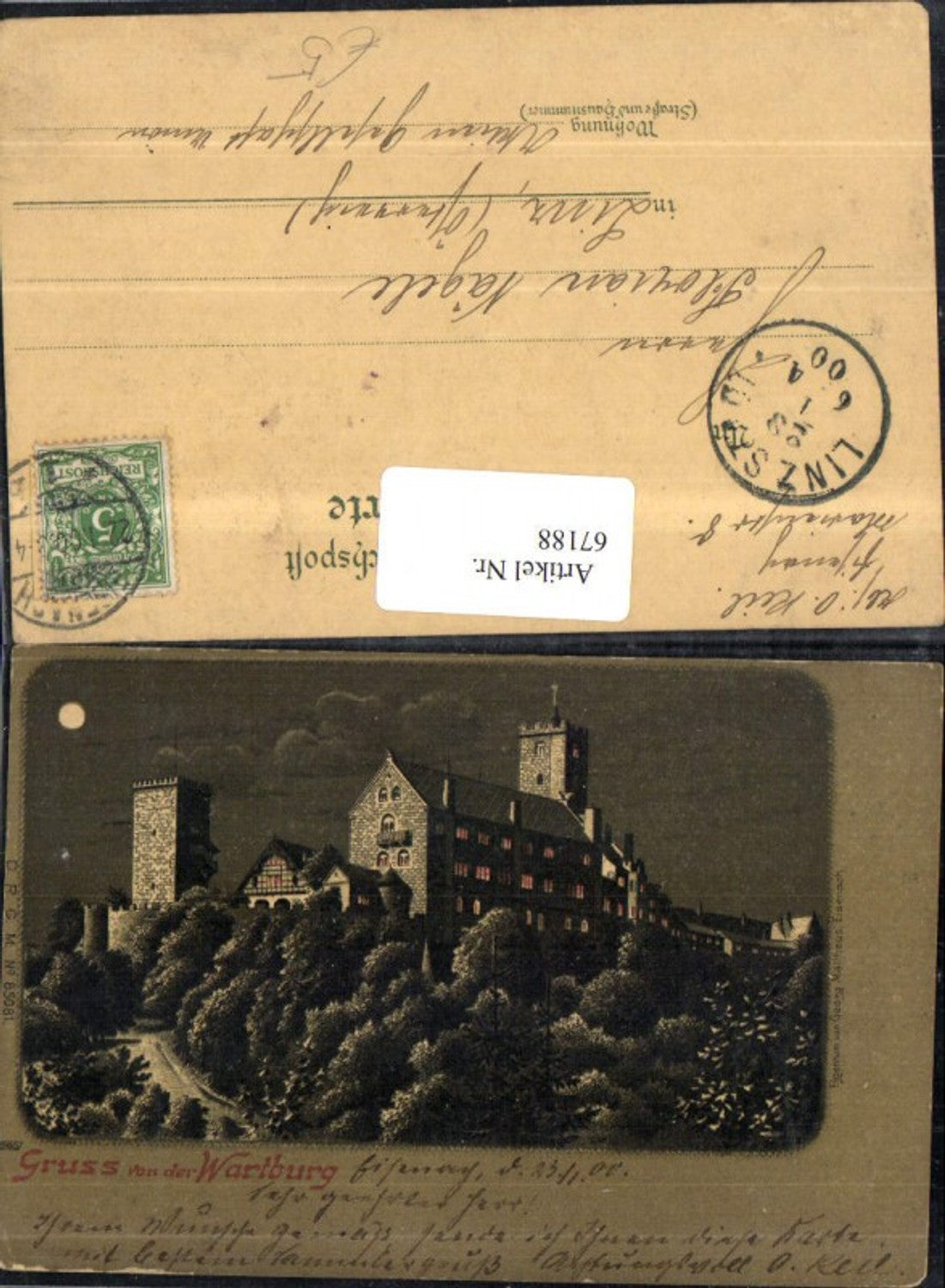 67188,Gruss von der Wartburg Totale 1900