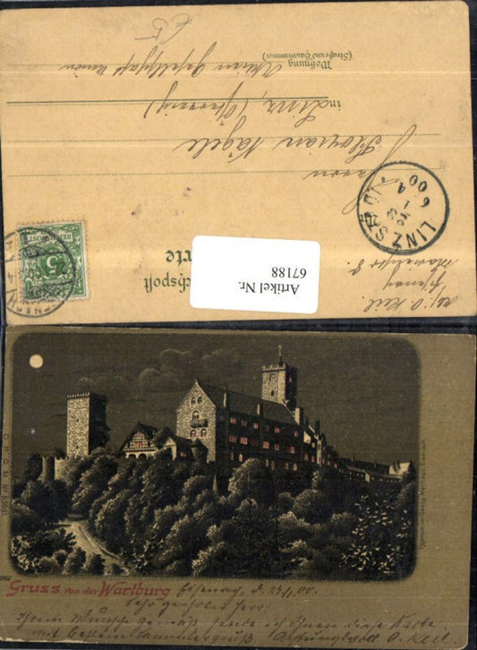 67188,Gruss von der Wartburg Totale 1900