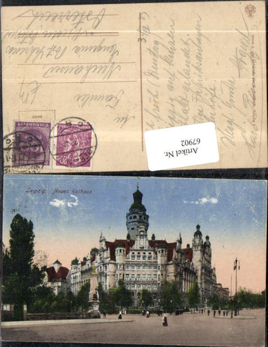 67902,Leipzig Neues Rathaus Frontansicht 1923