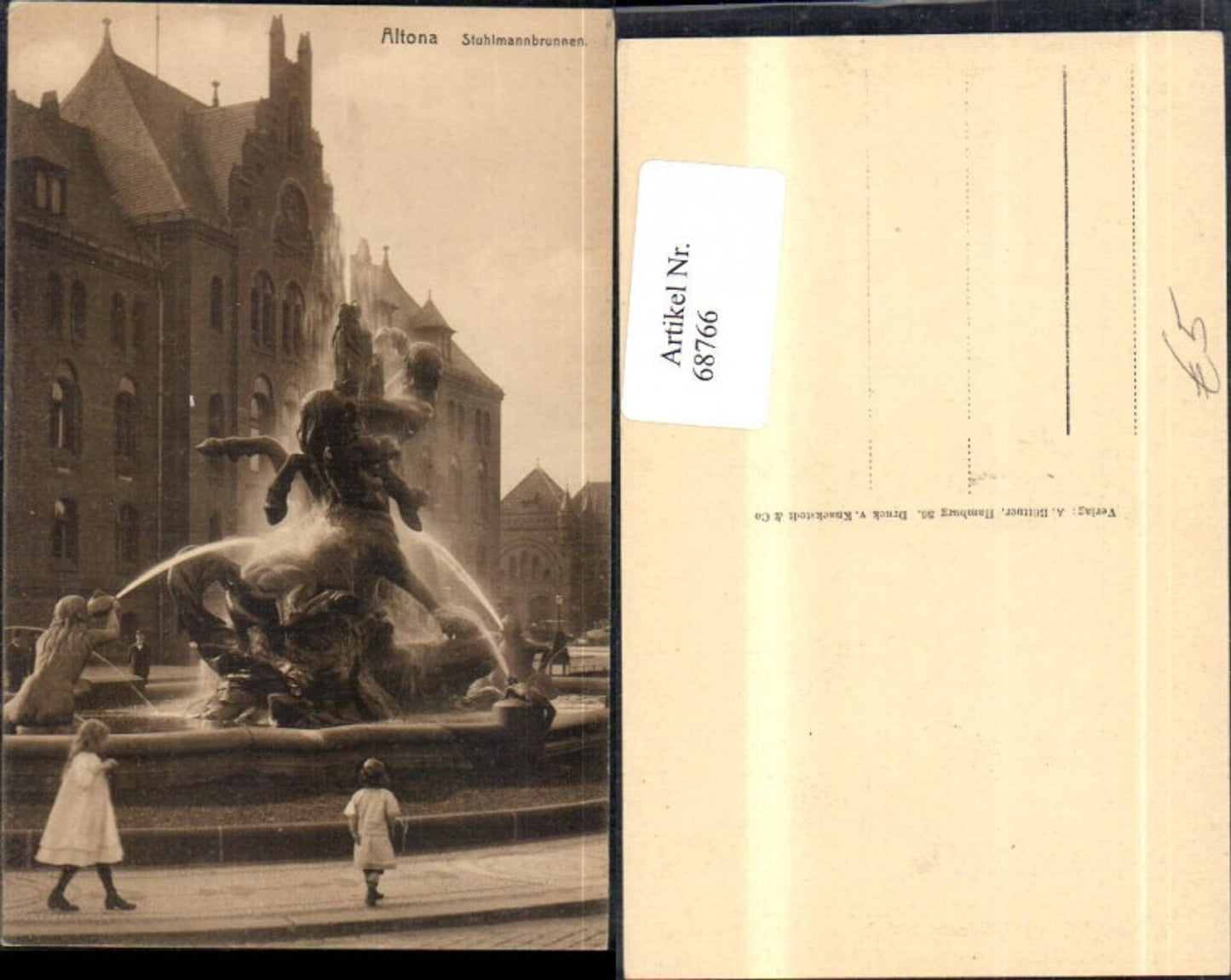 68766, Hamburg Altona Stuhlmann Fountain, detailed view with children