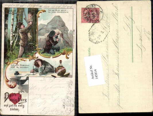 145814,Tolle Litho Dein sei mein Herz und soll es ewig bleiben 1900 Liebe Kitsch