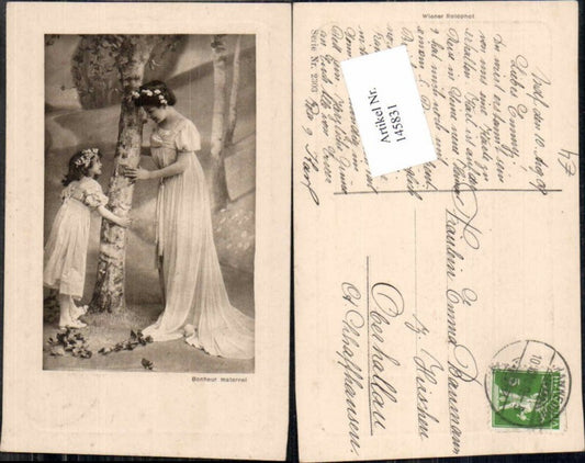 145831,Frau m. Mädchen Kleid Rotophot Vienne
