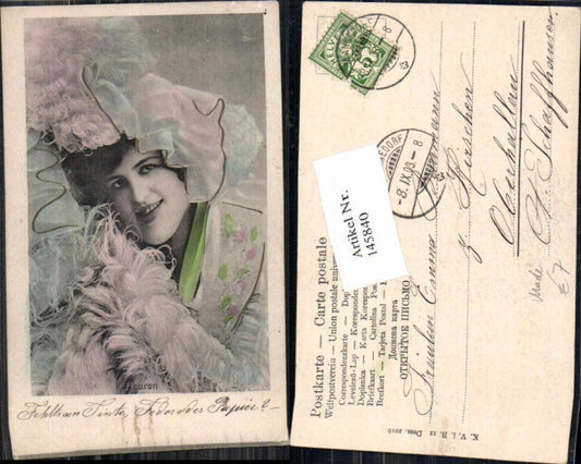 145840,Tolle Jugendstil Litho Art Nouveau Mode Edwardian Girl Fashion Fleuron