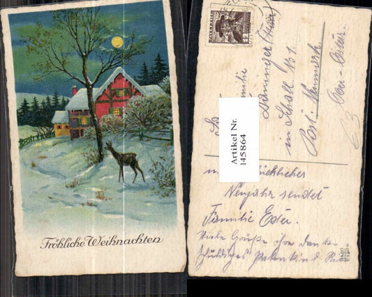 145864, Christmas Moon AK House Deer Tree