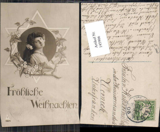 145906,Weihnachten Frauen Portrait im Stern Fotomontage