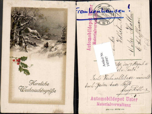 145947, Christmas Forest field post Automobile depot Uster 1915
