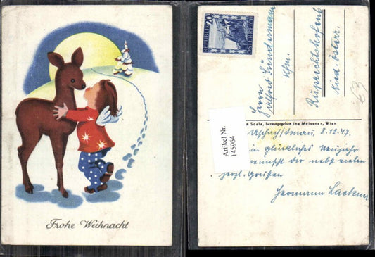145964, Christmas Angel kisses deer