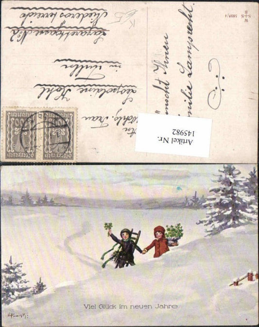 145982,Elly Frank KInder Neujahr  Rauchfangkehrer Schornsteinfeger