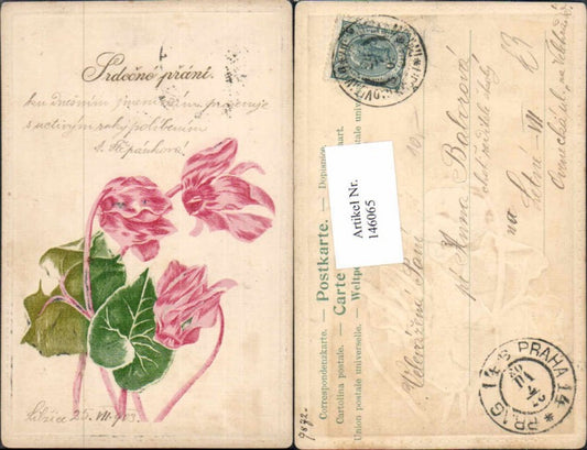 146065,Präge Litho Blumen 1900