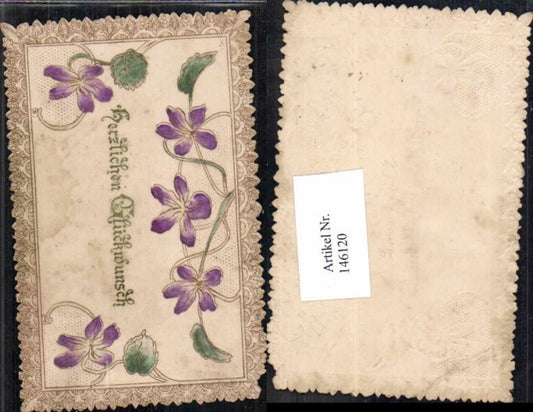 146120,Präge Glückwunsch Kärtchen Stich Bellet Blumen