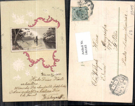 146185,Tolle Präge Litho 1900 Landschaft