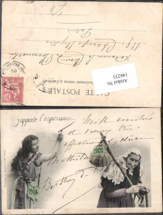 146233,Bergeret Neujahr 1902-1903 Alte Frau Junge Frau