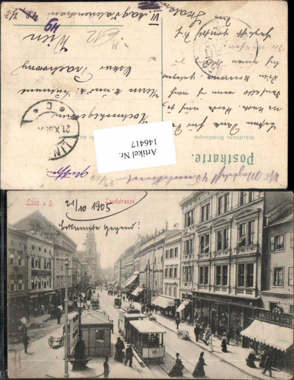 146417,Linz a.d. Donau Landstrasse Strassenbahn Tram Tramway Linie 36 Geschäfte