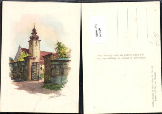 146429,Stadt Enns Friedhof Kirche Künstlerkarte Hans Hofmann