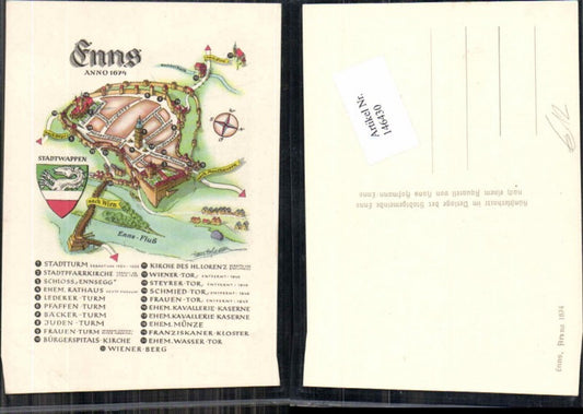 146430,Stadt Enns anno 1674 Künstlerkarte Hans Hofmann