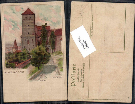 146640,Litho Nürnberg Heidenturm sign. K. Mutter pub Velten 116