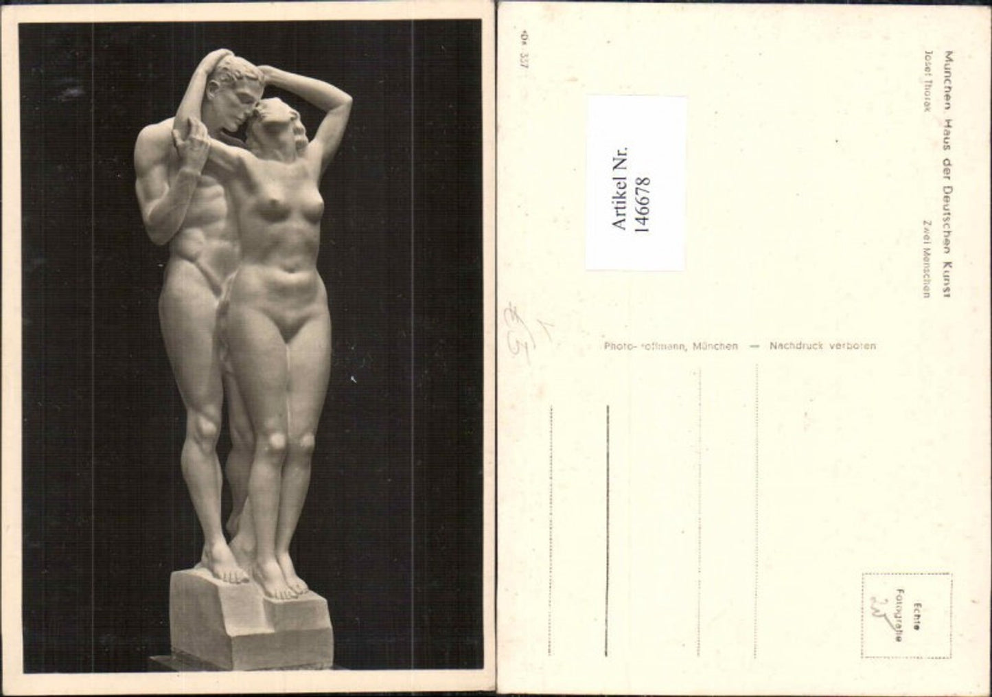 146678,Haus der Deutschen Kunst HDK 337 Josef Thorak Zwei Menschen