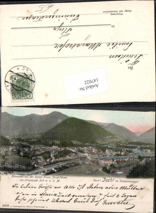 147022,Ischl Lichtdruck Panorama v. Kaiser Franz Josef Warte 1905