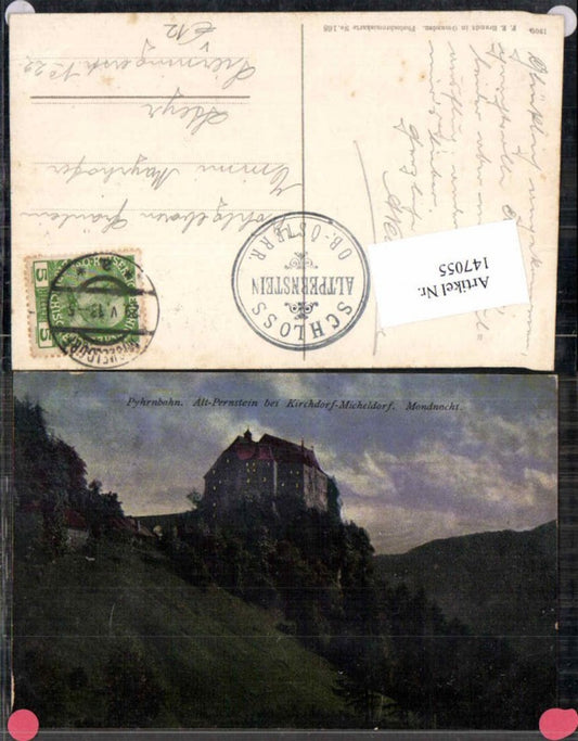 147055,Pyhrnbahn Alt Pernstein bei Kirchdorf Micheldorf Mondnacht 1912 Altpernstein Brandt 168