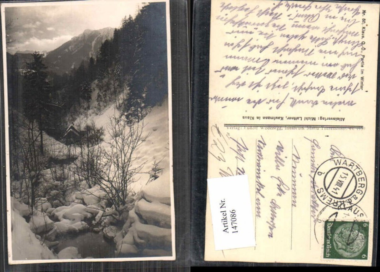 147086.Klaus a.d. Pyhrnbahn Partie im Winter 1941 seltene Fotokarte