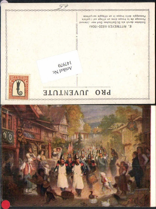 147970,E. Rittmeyer Soldaten Gallisches Dorf marschierend Gallien
