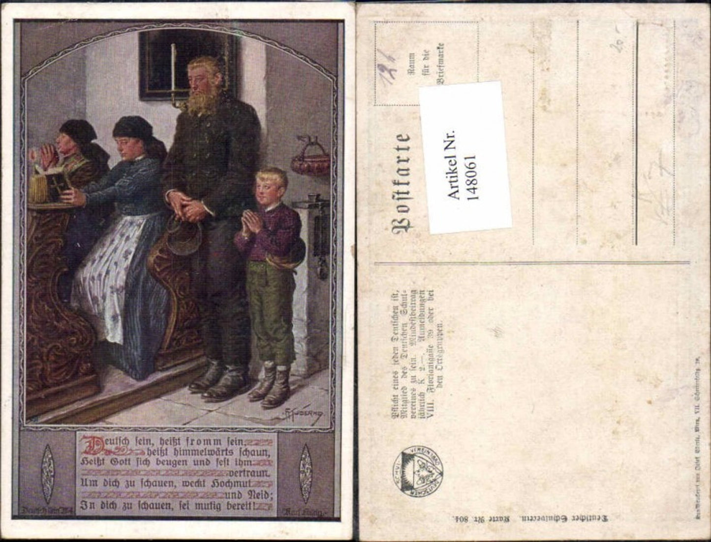 148061,Dt Schulverein 804 F. Kuderna Beten Familie Kirche