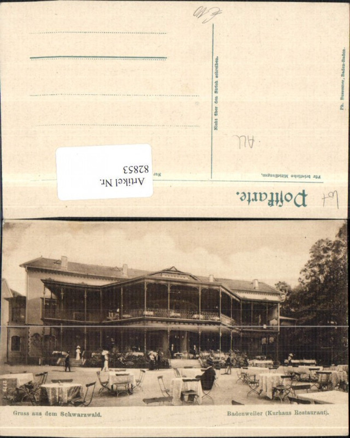 82853,Gruß aus dem Schwarzwald Badenweiler Kurhaus Restaurant