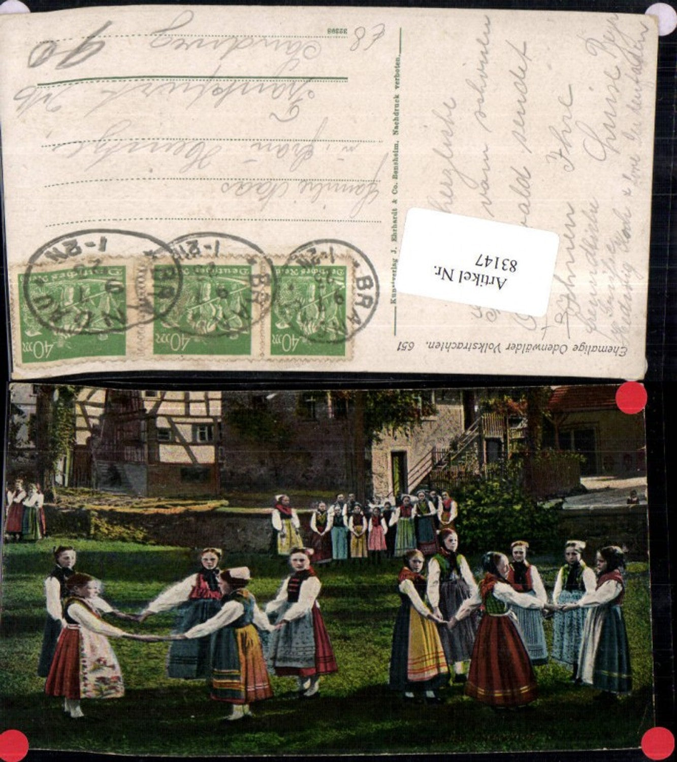 83147,Ehemalige Odenwälder Volkstrachten Tracht Brandau Odenwald