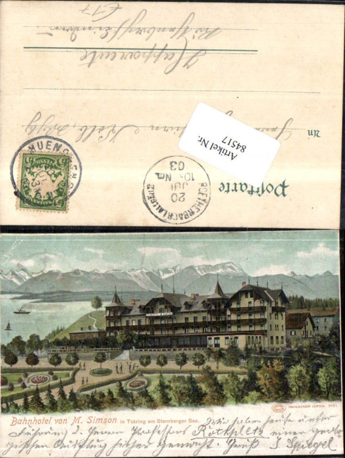 84517,Bahnhotel v. Simson in Tutzing am Starnberger See
